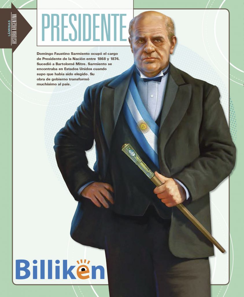 El presidente Sarmiento en una lámina imprimible ideal para trabajar en el aula