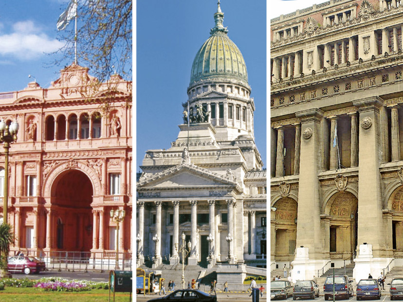 Los poderes del Estado Argentino son tres: Ejecutivo, Legislativo y Judicial