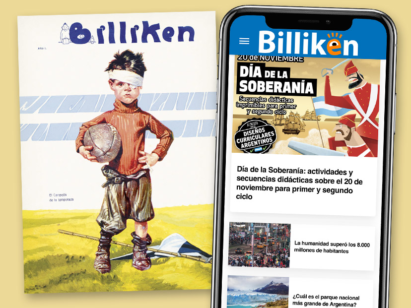 Tapas de Billiken número 1 y número 5140 e interface de billiken.lat en el celular