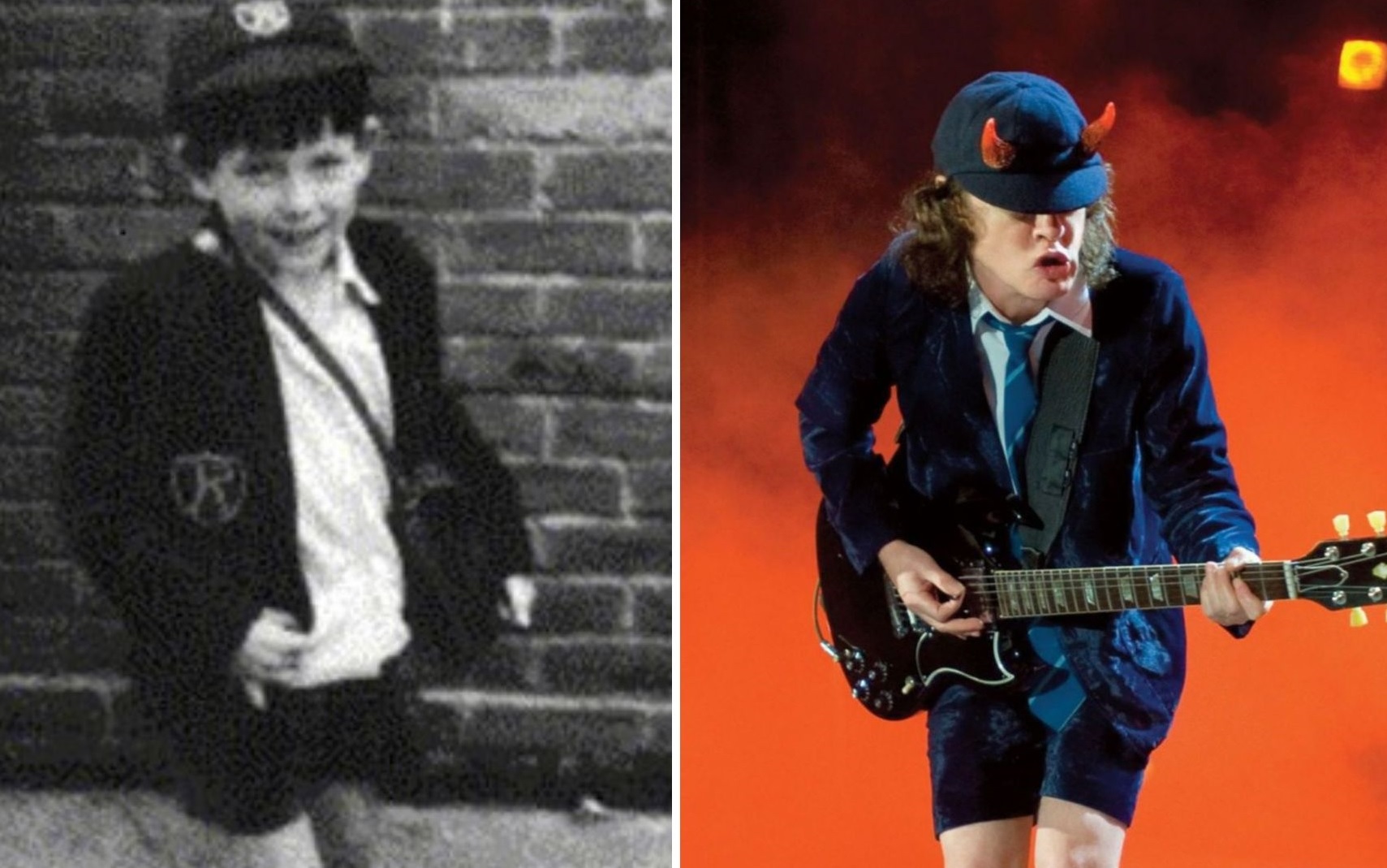 cansado desfile James Dyson Sabías que Angus Young, el guitarrista de AC/DC, hace sus presentaciones  vestido con uniforme escolar? - Billiken