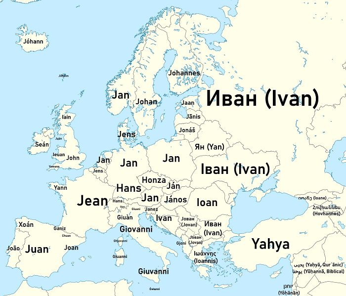 Variaciones del nombre “Juan” en el mundo