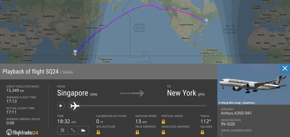 El vuelo comercial más largo del mundo une Nueva York con Singapur