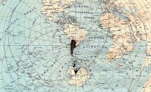un mapamundi sitúa a Argentina en el centro