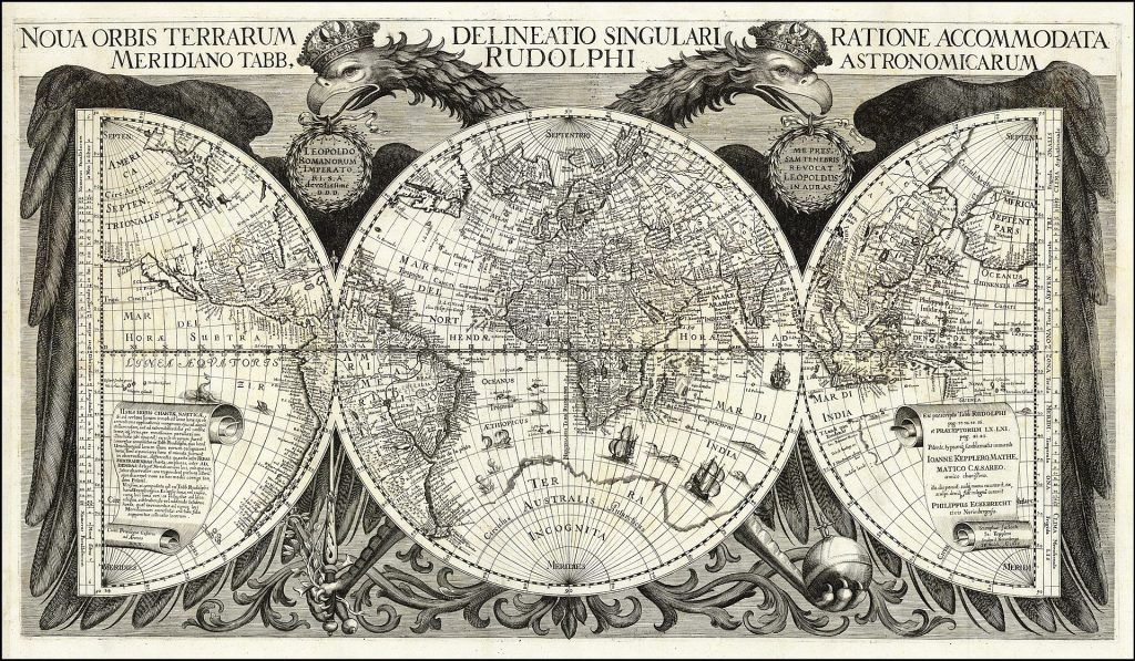 un mapamundi sitúa a Argentina en el centro