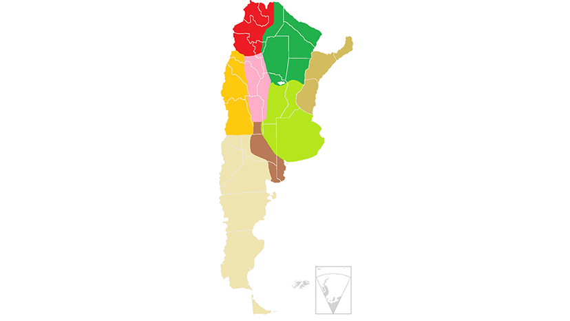Mapa de las regiones de Argentina