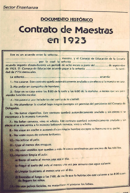 Contrato de maestra de 1923