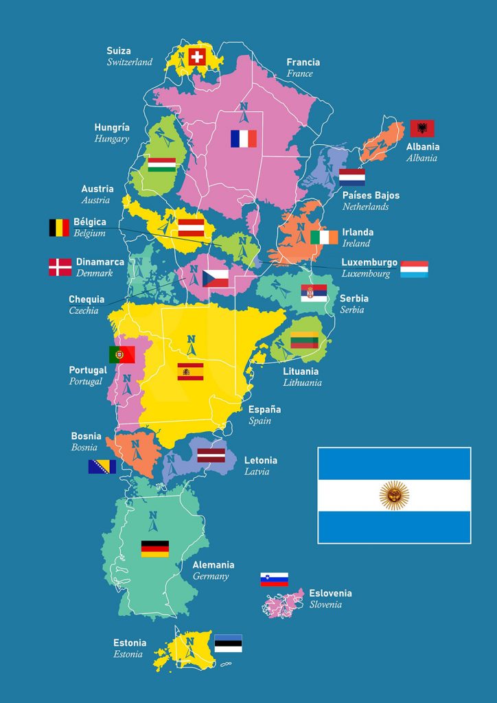 Una app permite comparar el tamaño de los países y así se ve Argentina comparada con algunos europeos