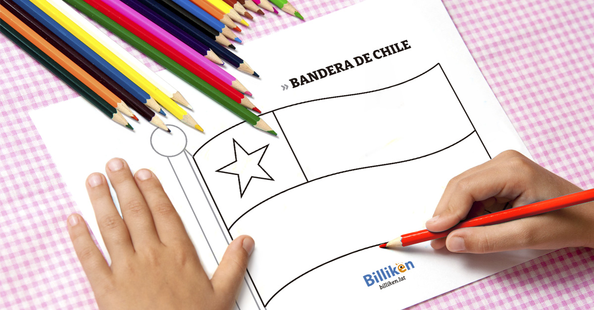 Bandera de Chile para colorear e imprimir Billiken