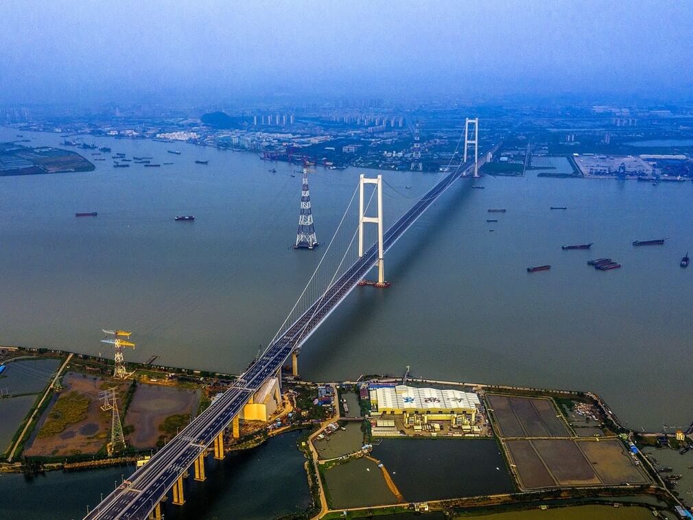 Vista aérea del puente Nansha.