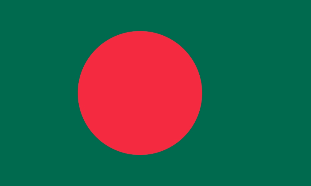 La bandera de Bangladesh, con su diseño descentrado.