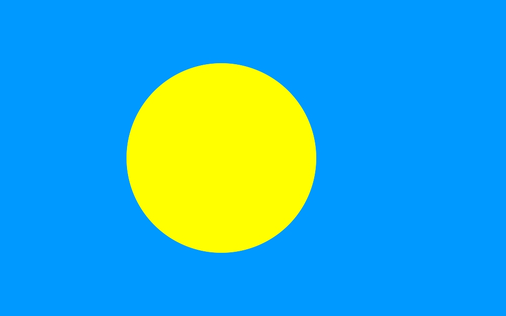La bandera de Palaos, con su diseño descentrado.