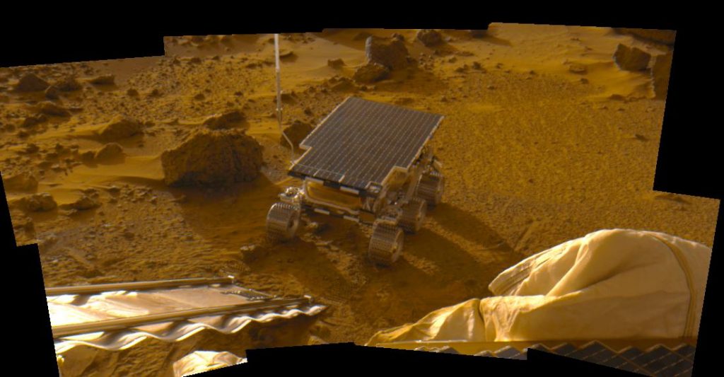 El primer robot que llegó a Marte en su primer contacto con el planeta. 