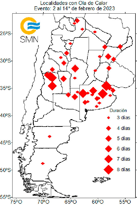 Olas de calor producidas durante el verano más caluroso en Argentina desde 1961.