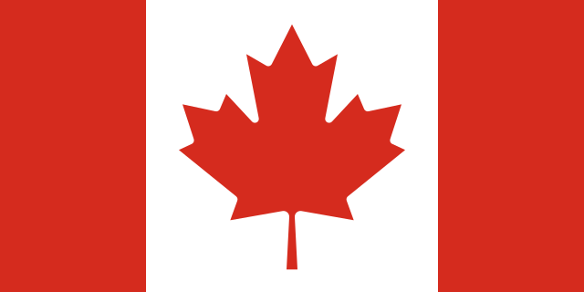 Canadá y su bandera, que representa a una de las banderas del mundo de color rojo. 