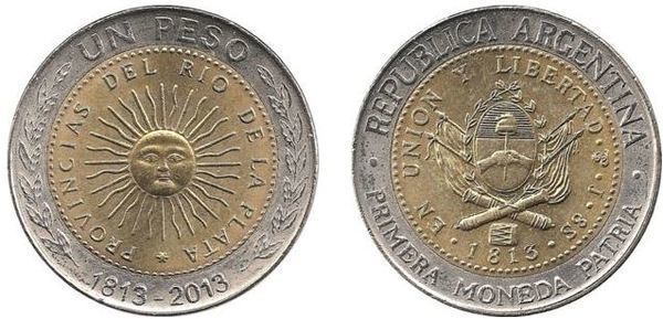 Réplica de la primera moneda de Argentina.