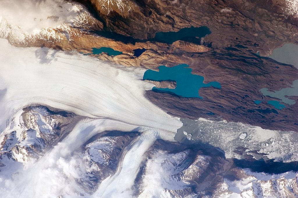 Vista aérea del Glaciar Upsala. 
