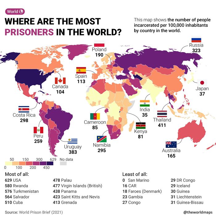 Mapa de porcentaje de presos. 