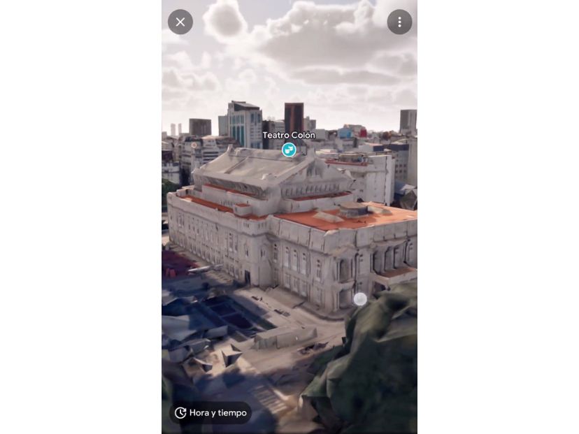 Teatro Colón observado desde la nueva función 3D de Google Maps.