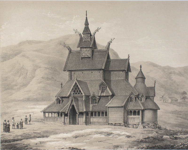 Cuadro de Borgund Stave Church, realizado en 1848.
