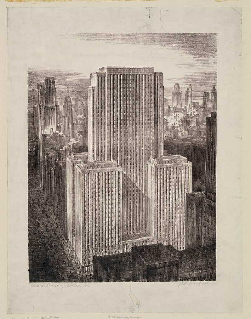 Field Building, que se construyó en el lugar donde estuvo el primer rascacielos del mundo.