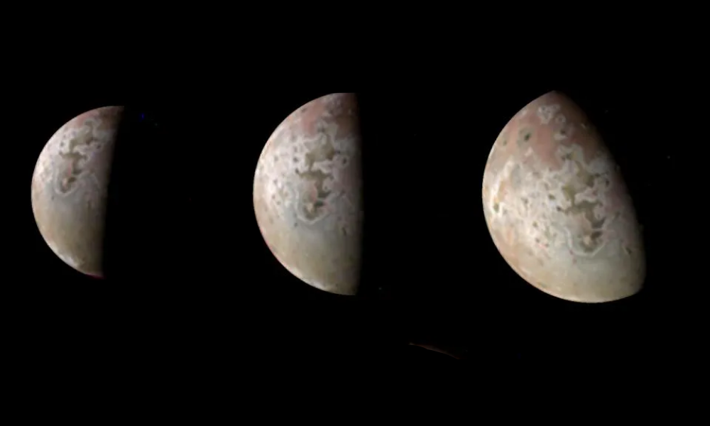 ío, la luna volcánica de Júpiter, desde diferentes ángulos