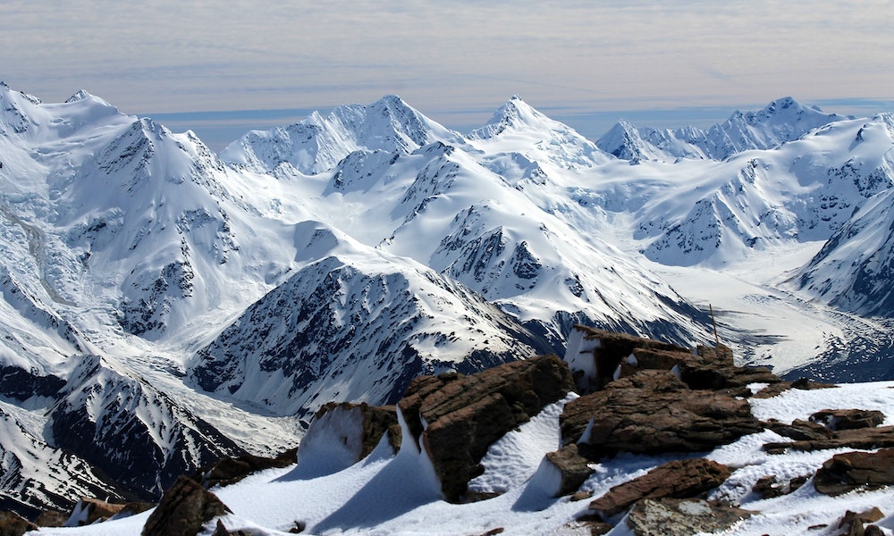 Vista panorámica de los glaciares de Suiza.