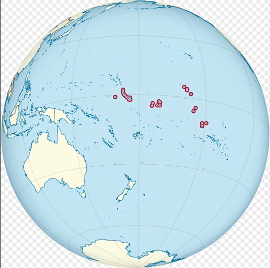 Distribución de las islas de Kiribati, en los cuatro hemisferios. 