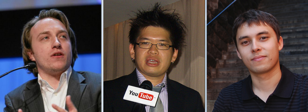 Los tres fundadores de YouTube: Chad Hurley, Steve Chen y Jawed Karim.
