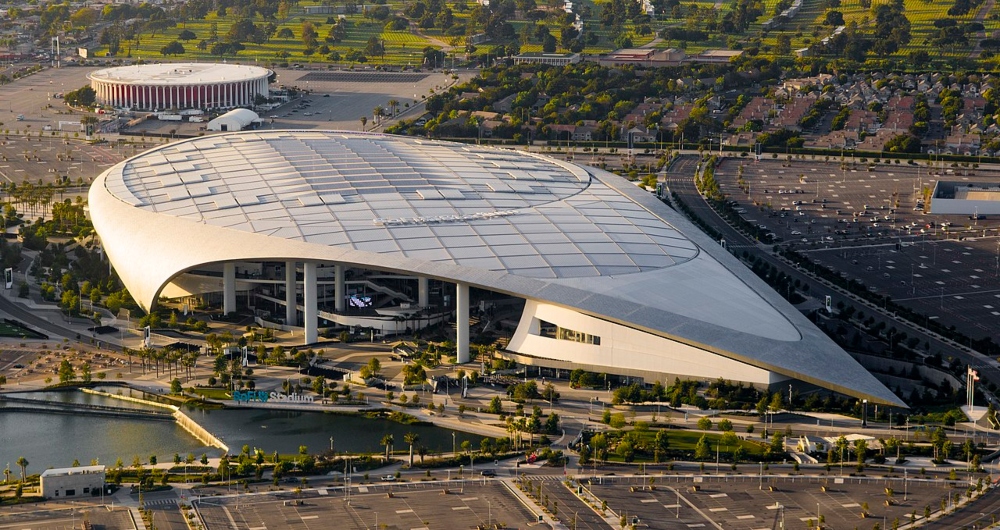 Vista aérea del estadio más caro del mundo. 