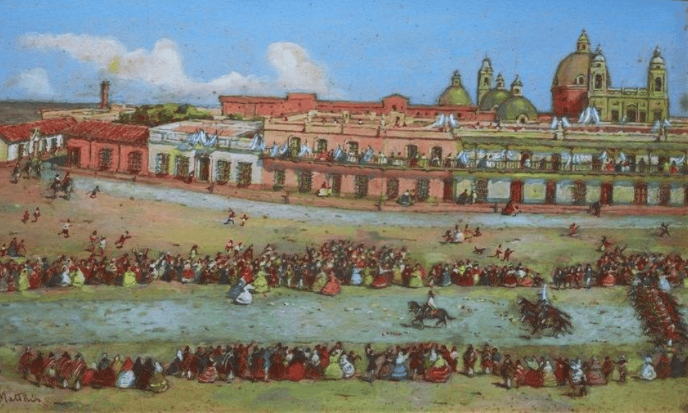 Léonie Matthis, Desfile triunfal de las tropas de Urquiza después de la batalla de Caseros en 1852, s/f, gouache, Museo Histórico Cornelio de Saavedra