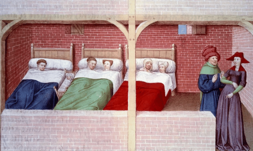 gente durmiendo toda junta en un mismo colchón misma cama mismo cuarto epoca costumbre vieja 