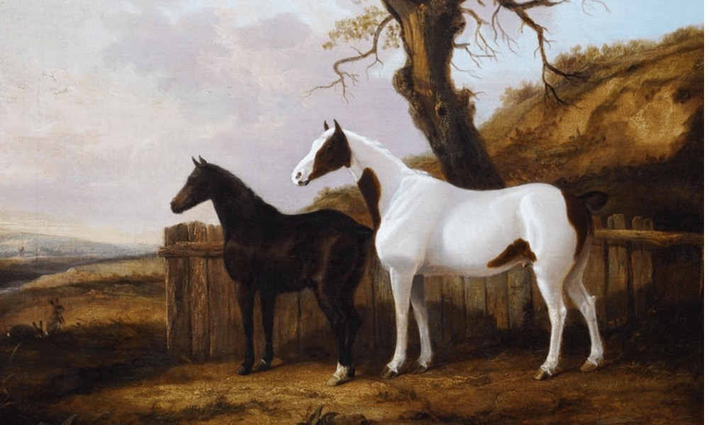 dos caballos pintura al oleo