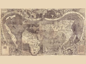 Mapa de Waldseemüller, mapamundi que nombra a América por primera vez.