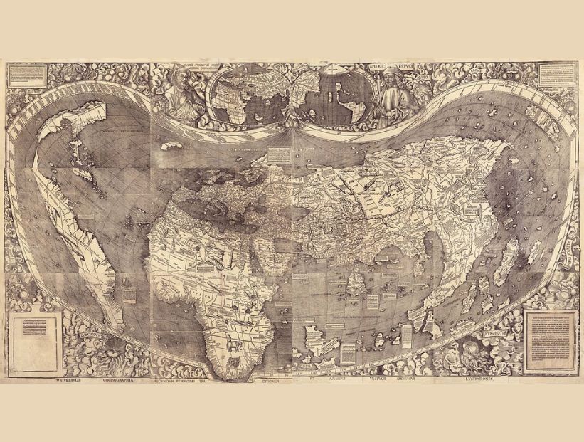Mapa de Waldseemüller, mapamundi que nombra a América por primera vez.