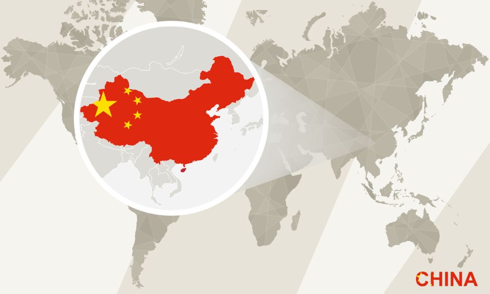 Mapa de China, uno de los países con más fronteras del mundo.