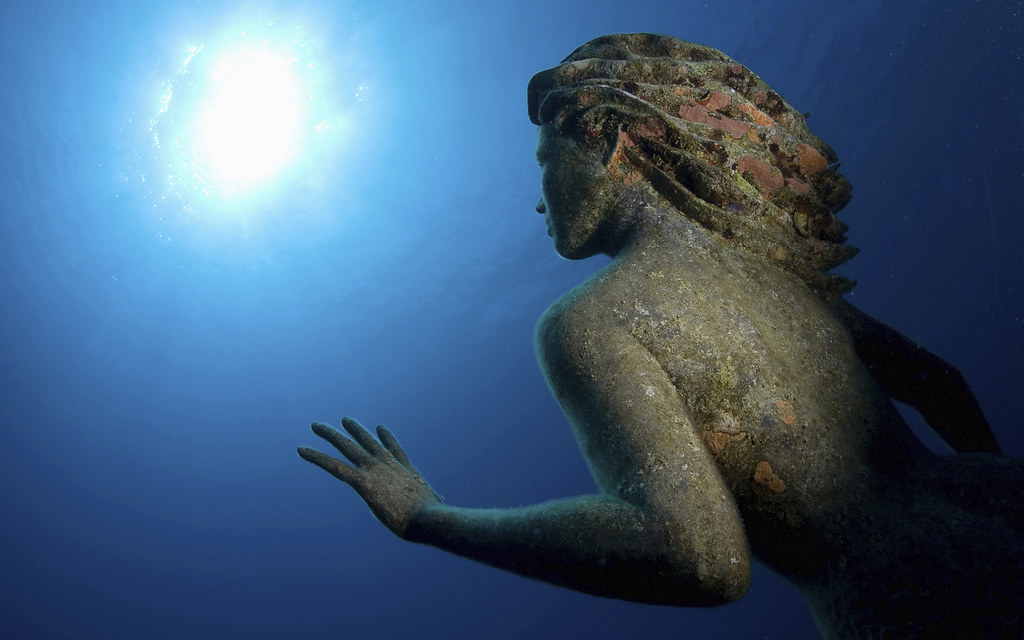 Detalles de la escultura submarina Anfitrite.