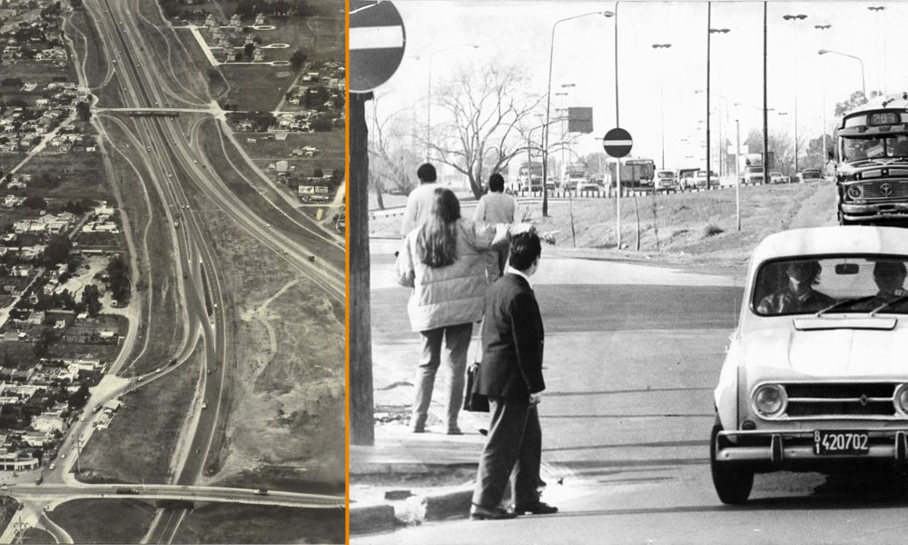 Vista aérea de la Autopista Pascual Palazzo y parada de colectivo