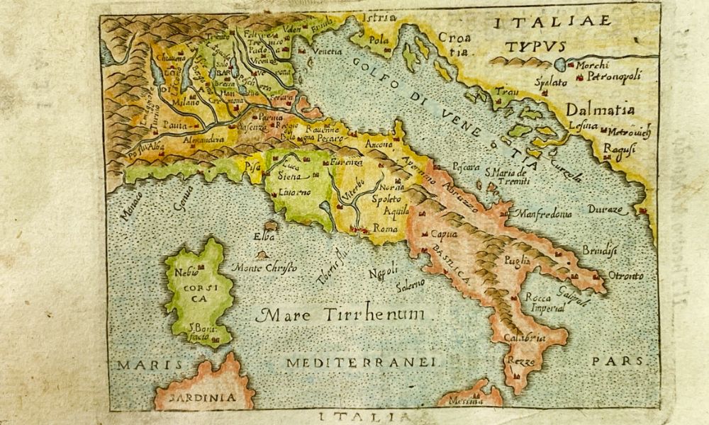 Mapa antiguo de Italia