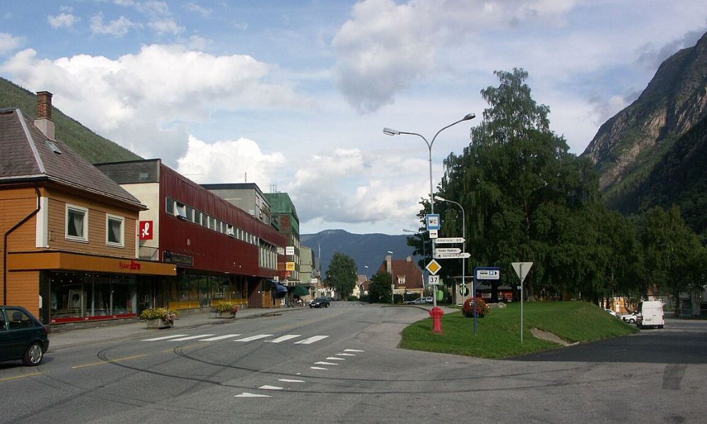 Centro del pueblo de Rjukan.