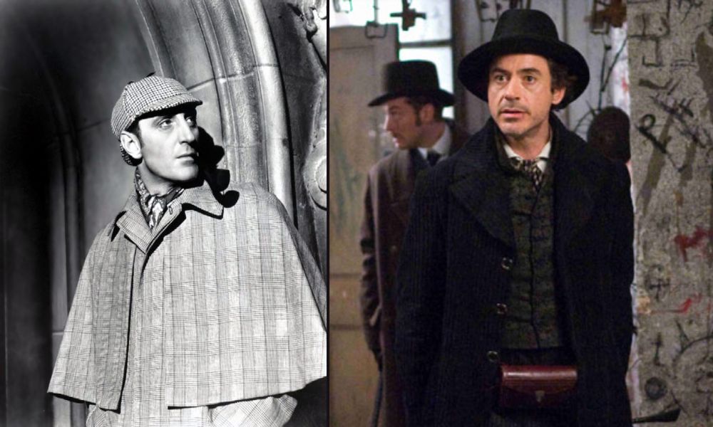 Sherlock Holmes, interpretado por dos actores - Basil Rathbone y Robert Downey Junior