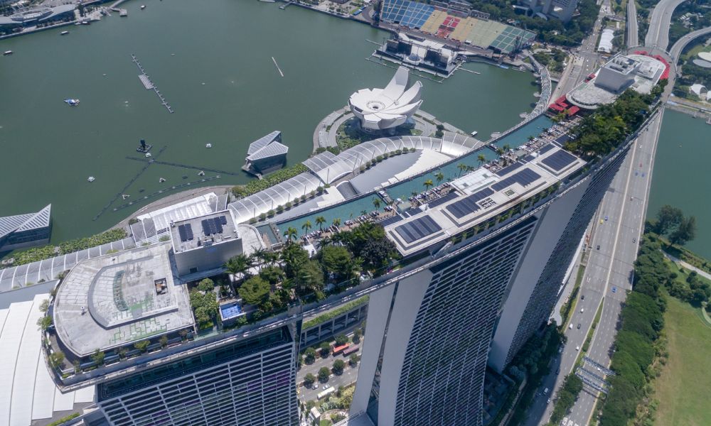 Vista aérea del hotel más caro de Singapur