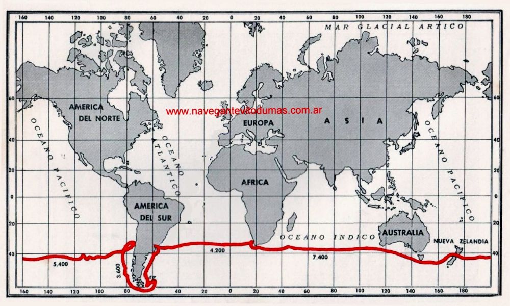 Mapa de la vuelta al mundo de Vito Dumas