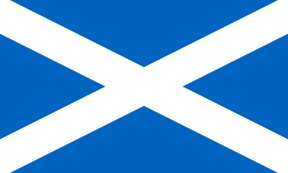 la bandera del Reino Unido y la de Escocia