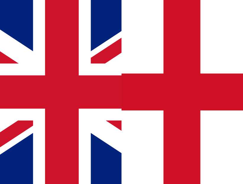 la bandera del Reino Unido y la de Inglaterra