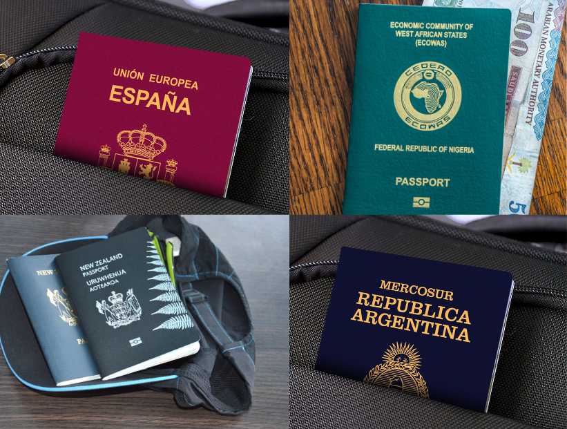 colores de los pasaportes