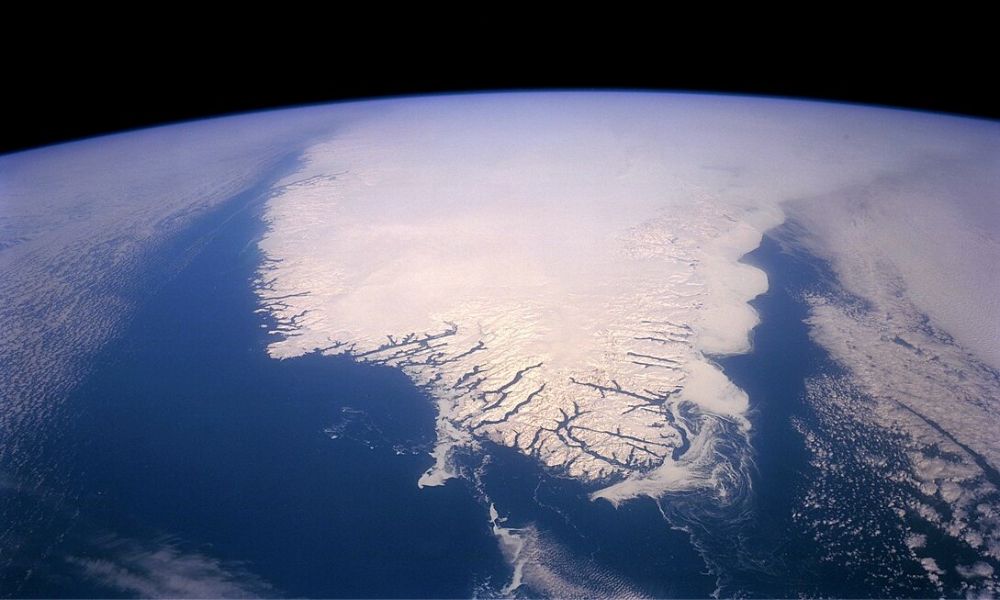 Groenlandia, donde se registró la temperatura más baja de América, desde una visión satelital. 
