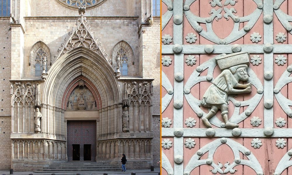 Fachada de la Basílica de Santa María del Mar, en Barcelona, España.