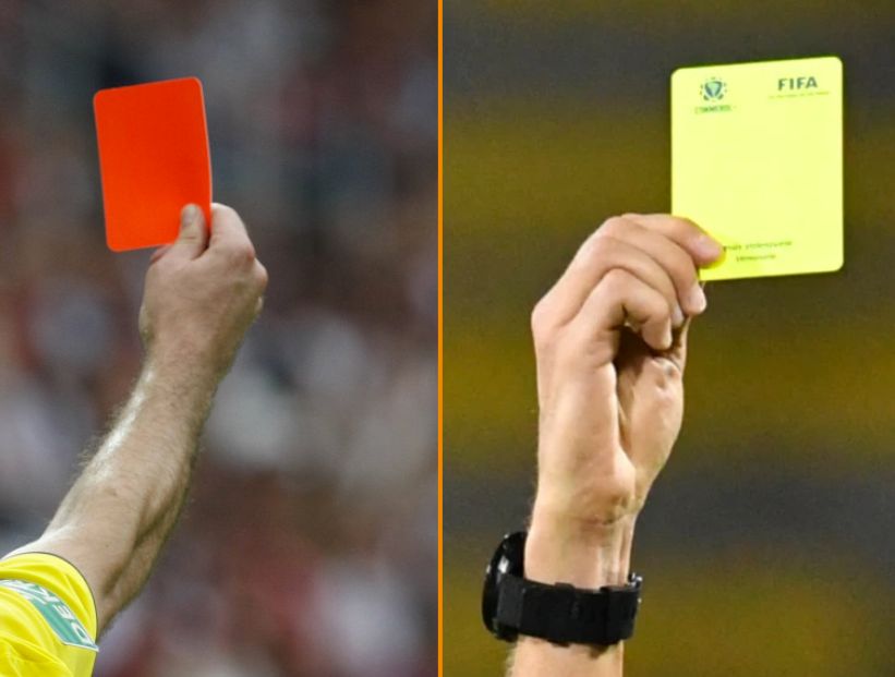 Fútbol: tarjeta amarilla y tarjeta roja