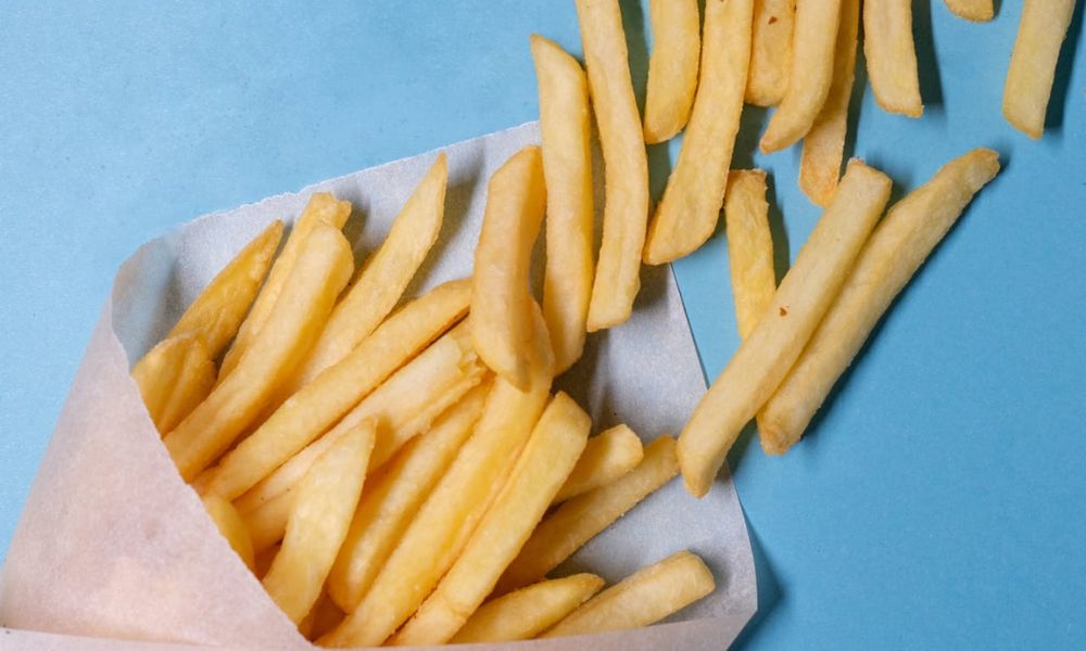 Papas fritas, después del truco del vinagre.