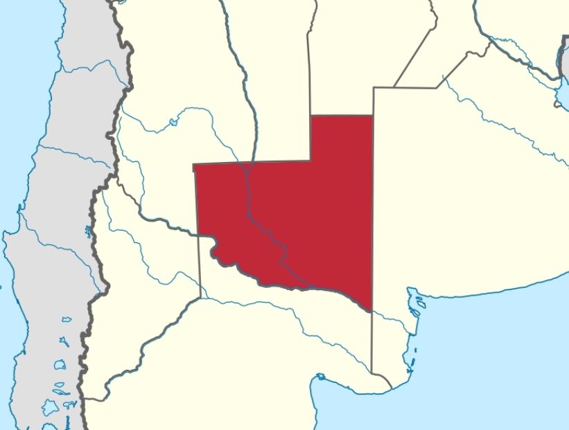 provincia de la pampa en mapa político argentino marcada en rojo